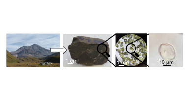 foto a diverse scale, dal'affioramento alla visone al microscopio dei minerali
