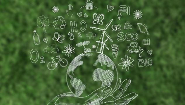 immagine per laurea sostenibilità con terra stilizzata sostenuta da un amano